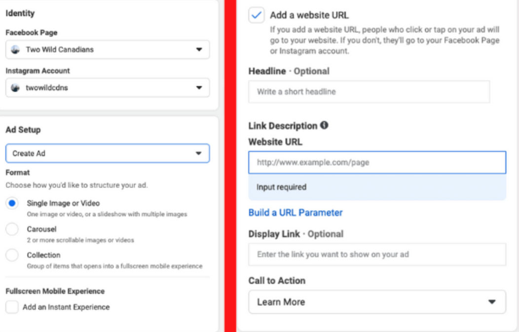 Create Instagram Facebook Ad